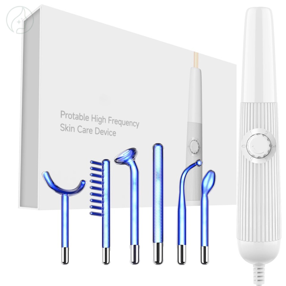 6-in-1 High Frequency Facial Wand Device – At-Home Clarifying Skin Tool